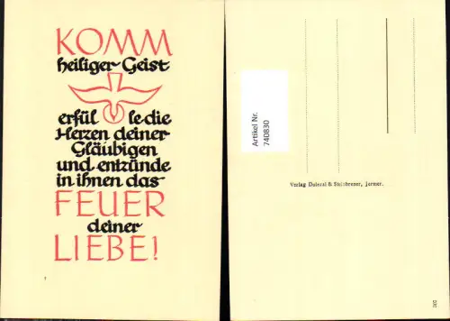 740830 Spruch AK Komm heiliger Geist pub Dolezal u. Steinbrener Jermer 307