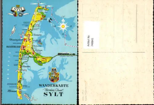 740841 Lagekarte Insel Sylt Kleine Wanderkarte