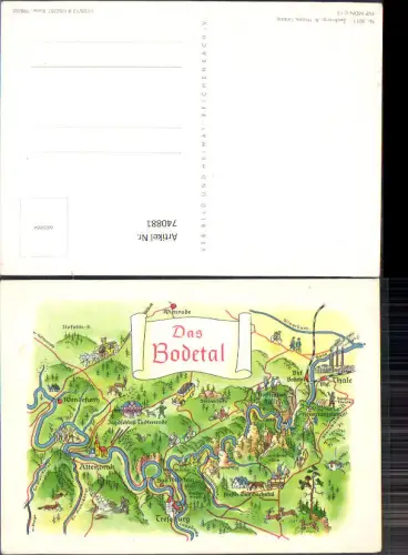 740881 Lagekarte Zeichnung A. Hoppe Das Bodetal Jagdschloss Todtenrode Thale Altenbrak
