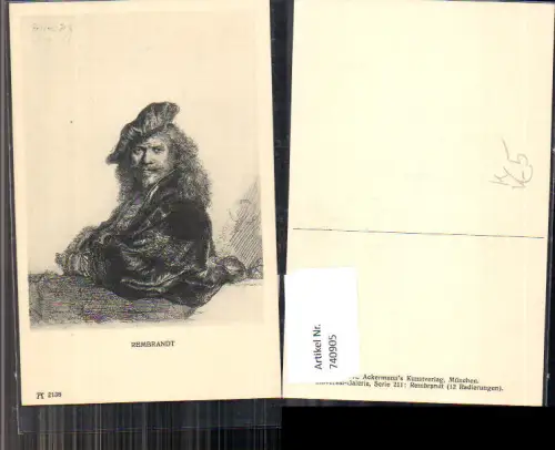 740905 Künstler AK Rembrandt Portrait Selbstportrait pub F. A. Ackermann 211/2138