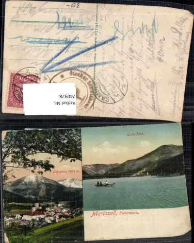 740928 Mehrbild AK Mariazell Maria Zell Zille Ruderboot Erlaufsee