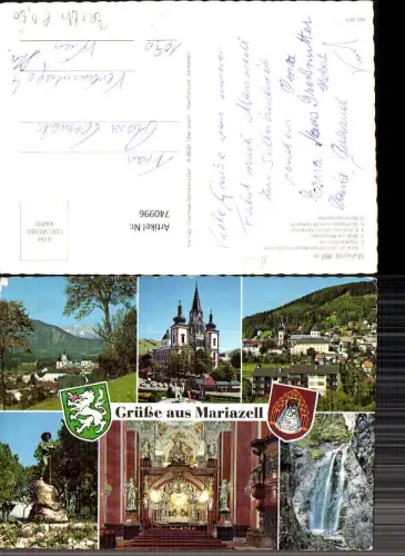 740996 Mehrbild AK Mariazell Maria Zell Marienwasserfall Blick zur Bürgeralpe Wallfahrtskirche