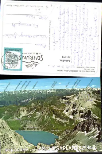 741099 Panorama v. d. Schesaplana mit Lünersee Schruns Gipfelkarte