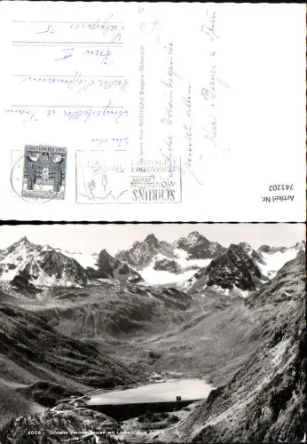 741202 Foto AK Partenen Silvretta Vermuntstausee m. Litznergruppe Austria Talsperre pub Risch-Lau 4006