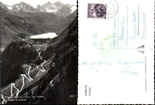 741245 Foto AK Schruns Partenen Galtür Silvretta Hochalpenstraße m. Stausee Litzner u. Seehorn