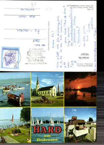741267 Mehrbild AK Hard am Bodensee Kirche Boote Brunnen Badeufer