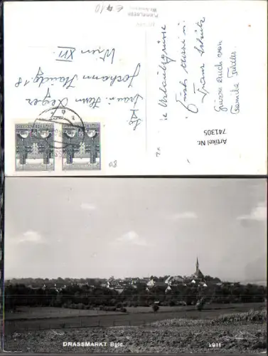 741305 Foto AK Drassmarkt i. Burgenland Ansicht m. Kirche