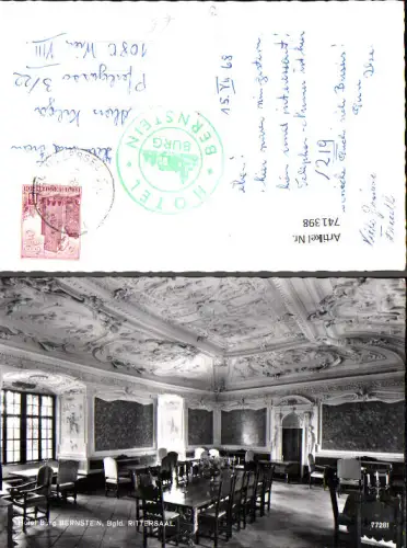 741398 Foto AK Bernstein Hotel Burg Bernstein Rittersaal