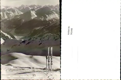 741448 Foto AK Gaschurn Montafon Kreuzjoch u. Piz Buin Skier i. Vordergrund Winteransicht