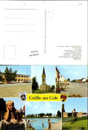 741524 Mehrbild AK Gols Hotel Pension Birkenhof Pfarrkirche Weinlese Schwimmbad