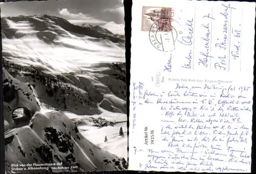 741576 Foto AK Blick v. d. Flexenstraße auf Stuben a. Arlberg Klösterle u. Albonahang pub Risch-Lau 5243