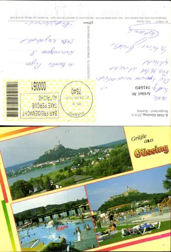 741649 Mehrbild AK Güssing Ansicht m. Burg Schwimmbad