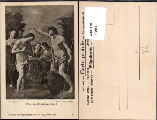 741686 Künstler AK G. Reni Die Taufe Christi Jesus Religion pub J. Löwy 75