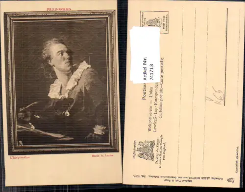 741713 Künstler AK Fragonard L Inspiration Mann schreibt m. Feder pub Raphael Tuck Sons 3007