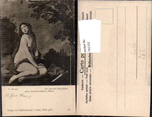 741722 Künstler AK F. Furini Die büssende Magdalena Frau Erotik pub J. Löwy 140