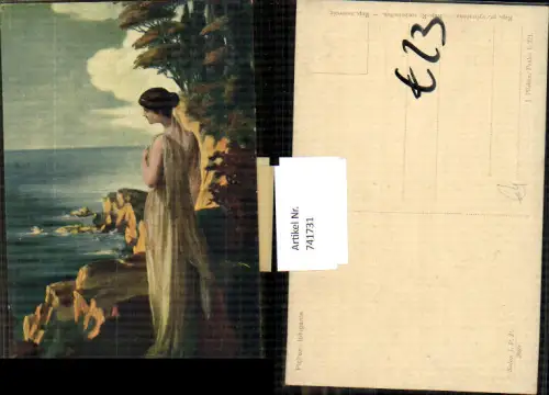 741731 Künstler AK Pichon Iphigenie Frau an Küste Meer