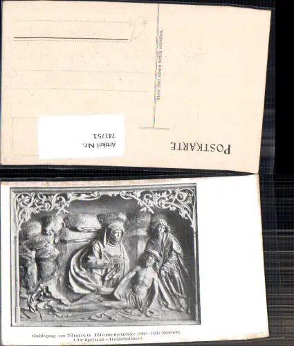 741751 Künstler AK Tilman Riemenschneider Original Holzschnitt Grablegung