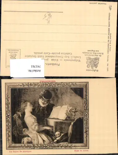 741761 Künstler AK Fragonard La Lecon de musique Mädchen Klavier Katze pub Raphael Tuck Sons 3007