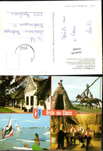 741848 Mehrbild AK Illmitz Seewinkel Badeufer Barockgiebelhaus Reiter mit Ziehbrunnen