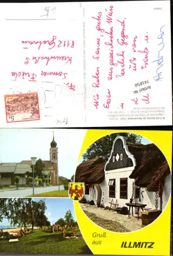 741850 Mehrbild AK Illmitz Seewinkel Pfarrkirche Barockgiebelhaus Badeufer