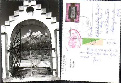 741862 Foto AK Riegersburg Burg Tor Eisentor mit Blick zur Burg