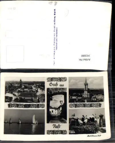 741880 Mehrbild Foto AK Freistadt Rust a. Neusiedlersee Kirche Storchenhorst Segelboote