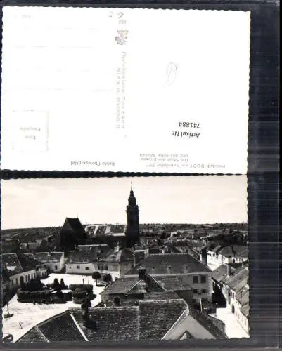 741884 Foto AK Freistadt Rust a. Neusiedlersee Blick über Dächer zur Kirche Storchenhorst