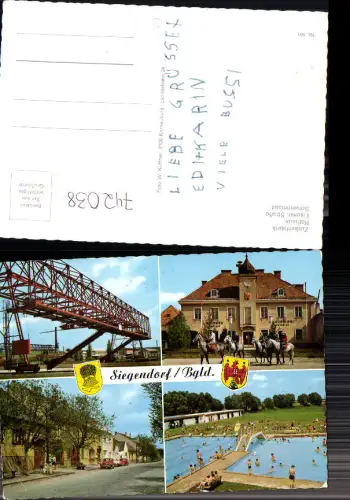742038 Mehrbild AK Siegendorf Zuckerfabrik Rathaus Eisenst. Straße Schwimmbad