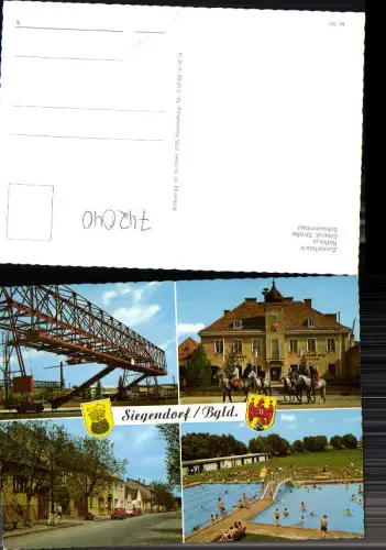 742040 Mehrbild AK Siegendorf Zuckerfabrik Rathaus Eisenst. Straße Schwimmbad