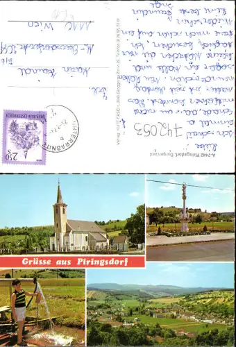 742053 Mehrbild AK Piringsdorf Unterrabnitz Kirche Ansicht Brunnen