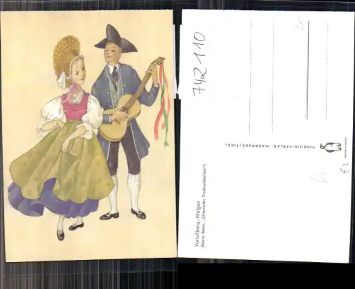 742110 Künstler AK Maria Rehm Vorarlberg Walgau Tracht Paar Gitarre Musik