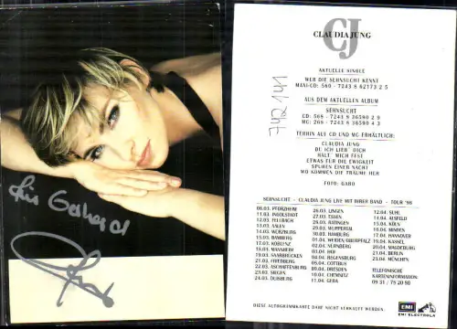 742141 Autogrammkarte Claudia Jung Musik Widmung für Gerald Unterschrift Musik