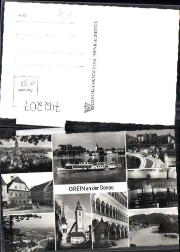 742207 Mehrbild AK Grein a. d. Donau Stadtplatz Theater Schlosshof Schiff Dampfer