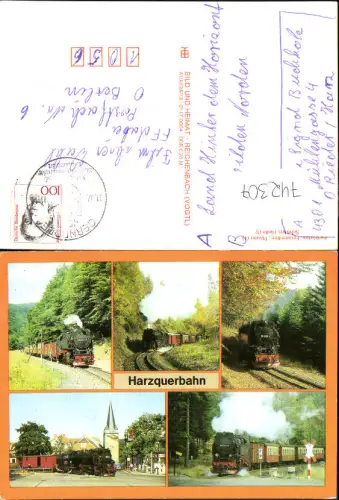 742307 Mehrbild AK Eisenbahn Dampflokomotive Harzquerbahn Feuereißen Plauen Schütze Halle