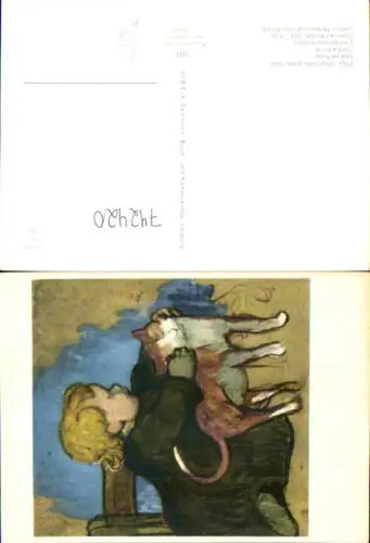 742420 Künstler AK Paul Gauguin Kind mit Katze Tiere