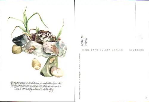 742462 Künstler AK K. H. Waggerl Stein Steinen Text J. G. Freund Blumen