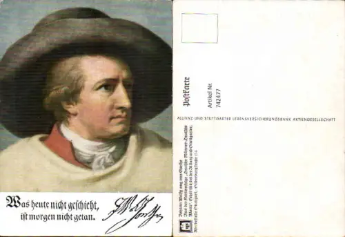 742477 Künstler AK Johann Wolfgang von Goethe Portrait mit Hut