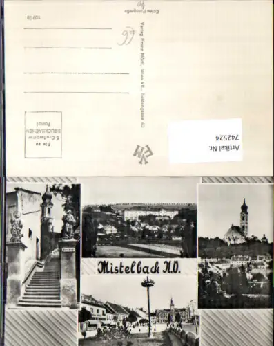 742524 Mehrbild Foto AK Mistelbach Pfarrstiege Kirche Hauptplatz