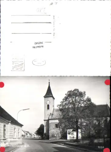 742542 Foto AK Probstdorf Straßenpartie mit Kirche