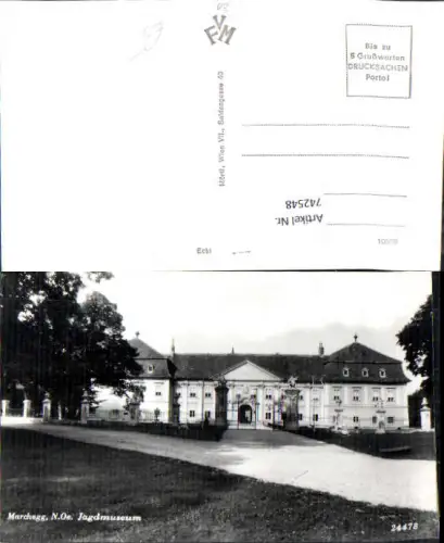 742548 Foto AK Marchegg Jagdmuseum Frontansicht mit Eingangstor