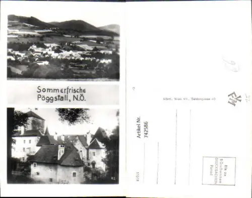 742586 Mehrbild Foto AK Pöggstall Ansicht u. Schloss