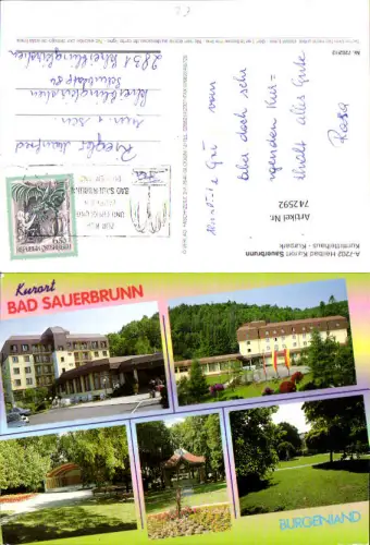 742592 Mehrbild AK Bad Sauerbrunn Kurhaus Quelle Kurpark