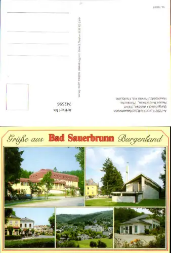 742596 Mehrbild AK Bad Sauerbrunn Neues Kurzentrum Pfarrkirche Hauptplatz Panorama