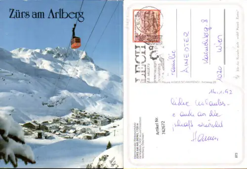 742672 Zürs am Arlberg mit Madloch u. Omeshorn im Winter Seilbahn Gondel