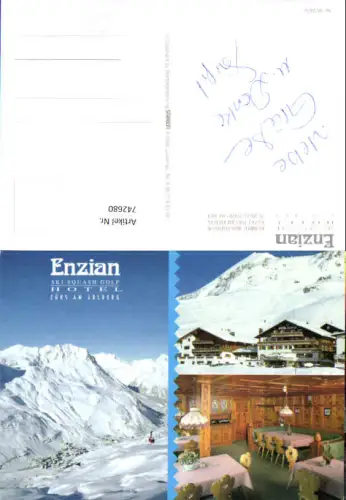 742680 Mehrbild AK Zürs am Arlberg Hotel Enzian Gaststube Winteransicht