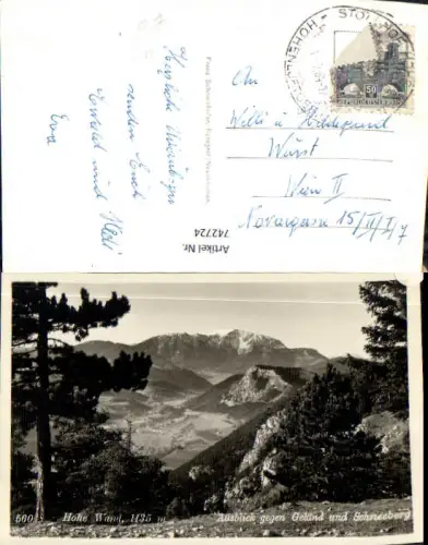 742724 Foto AK Hohe Wand Ausblick Schneeberg b. Stollhof