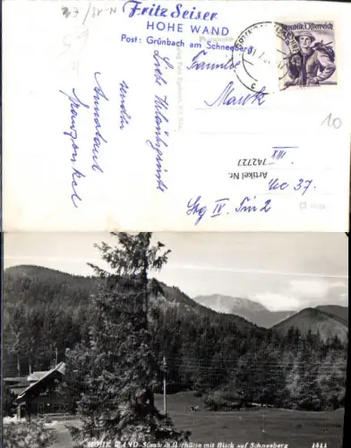 742727 Foto AK Hohe Wand Stoawandlerhütte mit Blick auf Schneeberg Grünbach a. Schneeberg