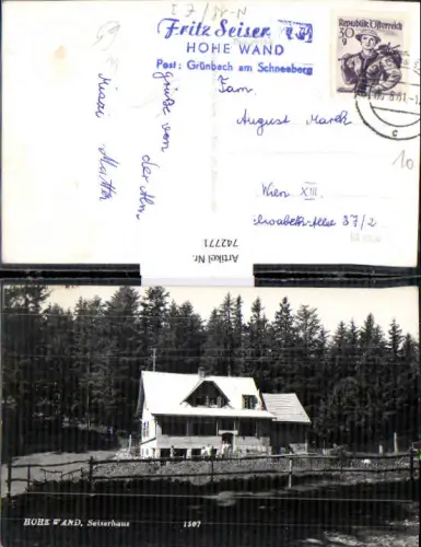 742771 Foto AK Hohe Wand Seiserhaus Grünbach a. Schneeberg
