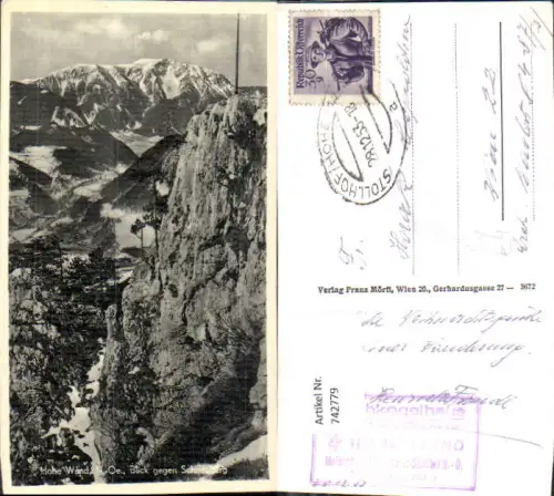 742779 Hohe Wand Blick geg. Schneeberg Stollhof