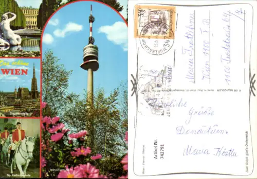 742791 Mehrbild AK Wien Vienna Schloss Schönbrunn Donauturm Hofreitschule Stephansdom